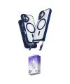 ieg™ iPhone 16 Kılıf Atlas Doku Koleksiyonu - Siyah Bilvis 5in1 3D Magic Cam Ekran Koruyucu