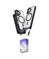 ieg™ iPhone 16 Kılıf Atlas Doku Koleksiyonu - Siyah Bilvis 5in1 3D Magic Cam Ekran Koruyucu