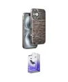 ieg™ iPhone 16 Kılıf Atlas Minimal Özel Seri - Siyah Bilvis 5in1 5D Magic Hayalet Cam Ekran Koruyucu
