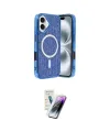 ieg™ iPhone 16 Kılıf Eksen Çizgi - Şeffaf Pasifik Cam Ekran Koruyucu