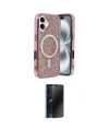 ieg™ iPhone 16 Kılıf Eksen Çizgi - Siyah 3D Antistatik Hayalet Cam Ekran Koruyucu