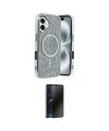 ieg™ iPhone 16 Kılıf Eksen Çizgi - Siyah 3D Antistatik Hayalet Cam Ekran Koruyucu