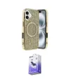 ieg™ iPhone 16 Kılıf Eksen Çizgi - Siyah Bilvis 5in1 5D Magic Hayalet Cam Ekran Koruyucu