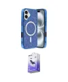 ieg™ iPhone 16 Kılıf Eksen Çizgi - Siyah Bilvis 5in1 5D Magic Hayalet Cam Ekran Koruyucu