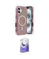 ieg™ iPhone 16 Kılıf Eksen Çizgi - Siyah Bilvis 5in1 5D Magic Hayalet Cam Ekran Koruyucu