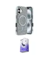 ieg™ iPhone 16 Kılıf Eksen Çizgi - Siyah Bilvis 5in1 5D Magic Hayalet Cam Ekran Koruyucu