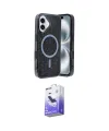 ieg™ iPhone 16 Kılıf Eksen Çizgi - Siyah Bilvis 5in1 5D Magic Hayalet Cam Ekran Koruyucu