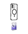 ieg™ iPhone 16 Kılıf Eksen Klasik Koleksiyonu - Siyah Bilvis 5in1 5D Magic Hayalet Cam Ekran Koruyucu