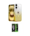 ieg™ iPhone 16 Kılıf Eksen Minimal Özel Seri - Şeffaf 360 Full Body Arka Koruyucu