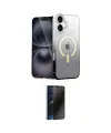 ieg™ iPhone 16 Kılıf Eksen Minimal Özel Seri - Siyah 3D Antistatik Hayalet Cam Ekran Koruyucu