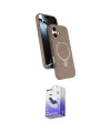 ieg™ iPhone 16 Kılıf İz Işık Koleksiyonu - Siyah Bilvis 5in1 5D Magic Hayalet Cam Ekran Koruyucu