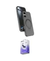 ieg™ iPhone 16 Kılıf İz Işık Koleksiyonu - Siyah Bilvis 5in1 5D Magic Hayalet Cam Ekran Koruyucu