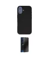 ieg™ iPhone 16 Kılıf Kıvılcım Çizgi Serisi - Siyah 3D Antistatik Hayalet Cam Ekran Koruyucu