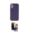 ieg™ iPhone 16 Kılıf Kıvılcım Çizgi Serisi - Siyah 3D Antistatik Mat Seramik Nano Ekran Koruyucu