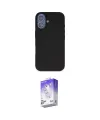 ieg™ iPhone 16 Kılıf Kıvılcım Çizgi Serisi - Siyah Bilvis 5in1 3D Magic Cam Ekran Koruyucu