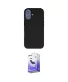 ieg™ iPhone 16 Kılıf Kıvılcım Çizgi Serisi - Siyah Bilvis 5in1 5D Magic Hayalet Cam Ekran Koruyucu