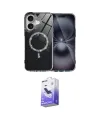 ieg™ iPhone 16 Kılıf Kıvılcım Form Prime - Siyah Bilvis 5in1 5D Magic Hayalet Cam Ekran Koruyucu