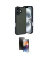 ieg™ iPhone 16 Kılıf Kıvılcım Işık Serisi - Siyah 3D Antistatik Mat Seramik Nano Ekran Koruyucu