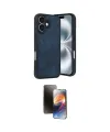 ieg™ iPhone 16 Kılıf Kıvılcım Işık Serisi - Siyah 3D Antistatik Mat Seramik Nano Ekran Koruyucu