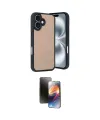 ieg™ iPhone 16 Kılıf Kıvılcım Işık Serisi - Siyah 3D Antistatik Mat Seramik Nano Ekran Koruyucu