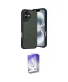 ieg™ iPhone 16 Kılıf Kıvılcım Işık Serisi - Siyah Bilvis 5in1 3D Magic Cam Ekran Koruyucu