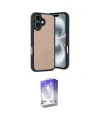 ieg™ iPhone 16 Kılıf Kıvılcım Işık Serisi - Siyah Bilvis 5in1 3D Magic Cam Ekran Koruyucu