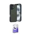 ieg™ iPhone 16 Kılıf Kıvılcım Işık Serisi - Siyah Bilvis 5in1 5D Magic Hayalet Cam Ekran Koruyucu