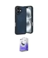 ieg™ iPhone 16 Kılıf Kıvılcım Işık Serisi - Siyah Bilvis 5in1 5D Magic Hayalet Cam Ekran Koruyucu