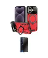 ieg™ iPhone 16 Kılıf Kıvılcım Modern Serisi - Siyah 3D Antistatik Hayalet Cam Ekran Koruyucu