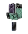 ieg™ iPhone 16 Kılıf Kıvılcım Modern Serisi - Siyah 3D Antistatik Hayalet Cam Ekran Koruyucu