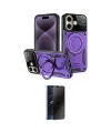 ieg™ iPhone 16 Kılıf Kıvılcım Modern Serisi - Siyah 3D Antistatik Hayalet Cam Ekran Koruyucu