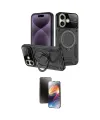 ieg™ iPhone 16 Kılıf Kıvılcım Modern Serisi - Siyah 3D Antistatik Mat Seramik Nano Ekran Koruyucu