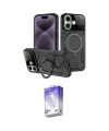 ieg™ iPhone 16 Kılıf Kıvılcım Modern Serisi - Siyah Bilvis 5in1 3D Magic Cam Ekran Koruyucu