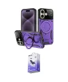 ieg™ iPhone 16 Kılıf Kıvılcım Modern Serisi - Siyah Bilvis 5in1 5D Magic Hayalet Cam Ekran Koruyucu