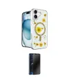 ieg™ iPhone 16 Kılıf Kozmos Doku - Siyah 3D Antistatik Hayalet Cam Ekran Koruyucu