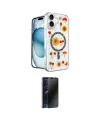 ieg™ iPhone 16 Kılıf Kozmos Doku - Siyah 3D Antistatik Hayalet Cam Ekran Koruyucu