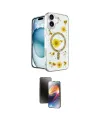 ieg™ iPhone 16 Kılıf Kozmos Doku - Siyah 3D Antistatik Mat Seramik Nano Ekran Koruyucu