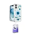 ieg™ iPhone 16 Kılıf Kozmos Doku - Siyah Bilvis 5in1 5D Magic Hayalet Cam Ekran Koruyucu