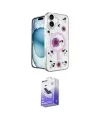 ieg™ iPhone 16 Kılıf Kozmos Doku - Siyah Bilvis 5in1 5D Magic Hayalet Cam Ekran Koruyucu