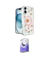 ieg™ iPhone 16 Kılıf Kozmos Doku - Siyah Bilvis 5in1 5D Magic Hayalet Cam Ekran Koruyucu