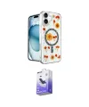 ieg™ iPhone 16 Kılıf Kozmos Doku - Siyah Bilvis 5in1 5D Magic Hayalet Cam Ekran Koruyucu