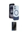 ieg™ iPhone 16 Kılıf Kozmos Form Özel Seri - Siyah 3D Antistatik Hayalet Cam Ekran Koruyucu