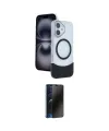 ieg™ iPhone 16 Kılıf Kozmos Form Özel Seri - Siyah 3D Antistatik Hayalet Cam Ekran Koruyucu