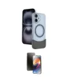 ieg™ iPhone 16 Kılıf Kozmos Form Özel Seri - Siyah 3D Antistatik Mat Seramik Nano Ekran Koruyucu