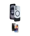 ieg™ iPhone 16 Kılıf Kozmos Form Özel Seri - Siyah 3D Antistatik Mat Seramik Nano Ekran Koruyucu