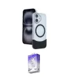ieg™ iPhone 16 Kılıf Kozmos Form Özel Seri - Siyah Bilvis 5in1 3D Magic Cam Ekran Koruyucu