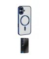 ieg™ iPhone 16 Kılıf Nova Işık Özel Seri - Siyah 3D Antistatik Hayalet Cam Ekran Koruyucu