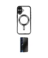 ieg™ iPhone 16 Kılıf Nova Işık Özel Seri - Siyah 3D Antistatik Hayalet Cam Ekran Koruyucu