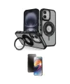 ieg™ iPhone 16 Kılıf Nova Minimal Serisi - Siyah 3D Antistatik Mat Seramik Nano Ekran Koruyucu