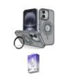 ieg™ iPhone 16 Kılıf Nova Minimal Serisi - Siyah Bilvis 5in1 3D Magic Cam Ekran Koruyucu